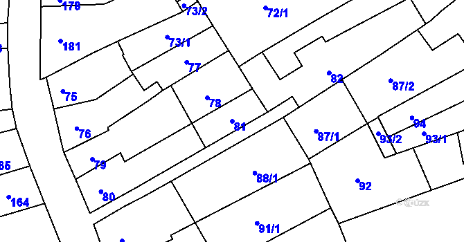 Parcela st. 81 v KÚ Holešov, Katastrální mapa
