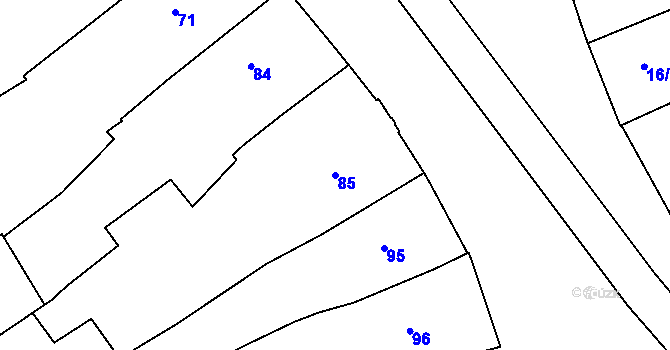 Parcela st. 85 v KÚ Holešov, Katastrální mapa