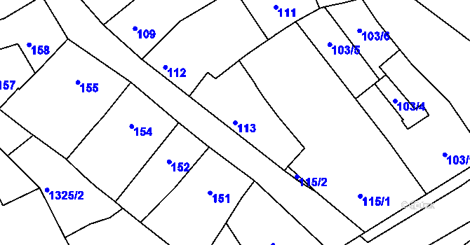 Parcela st. 113 v KÚ Holešov, Katastrální mapa