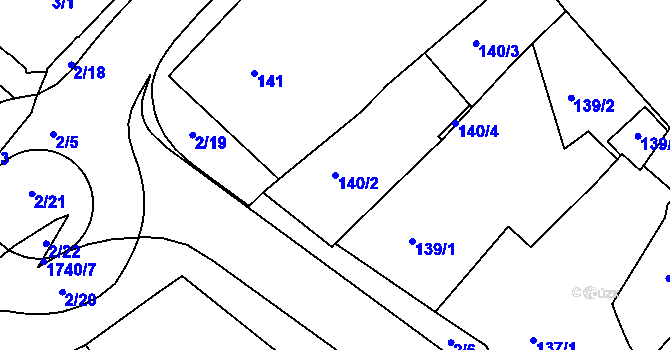 Parcela st. 140/2 v KÚ Holešov, Katastrální mapa