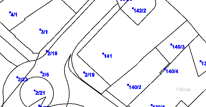 Parcela st. 141 v KÚ Holešov, Katastrální mapa