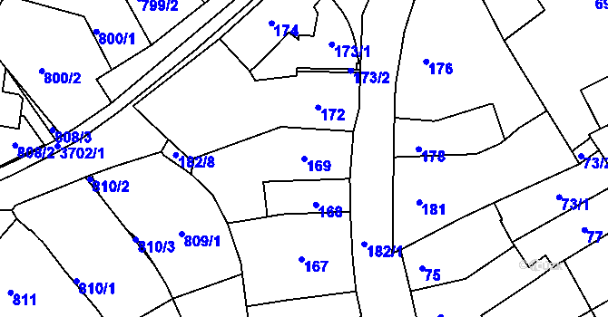 Parcela st. 169 v KÚ Holešov, Katastrální mapa