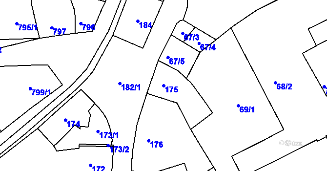 Parcela st. 175 v KÚ Holešov, Katastrální mapa