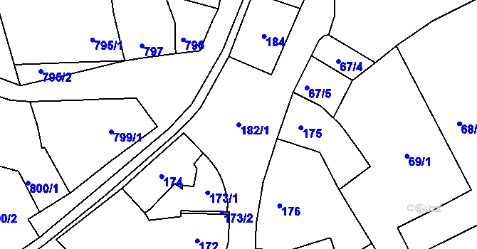 Parcela st. 182/1 v KÚ Holešov, Katastrální mapa