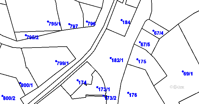 Parcela st. 182/3 v KÚ Holešov, Katastrální mapa