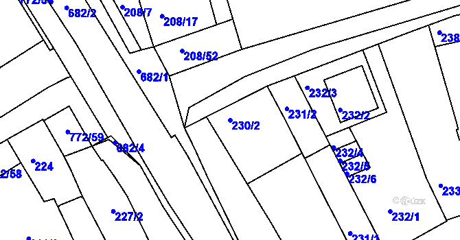 Parcela st. 230/2 v KÚ Holešov, Katastrální mapa
