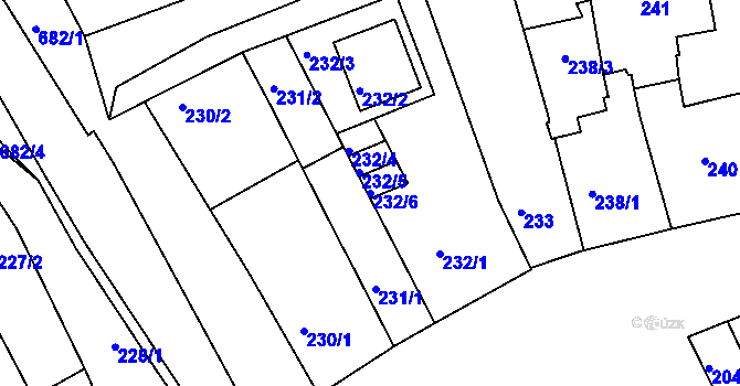 Parcela st. 232/6 v KÚ Holešov, Katastrální mapa