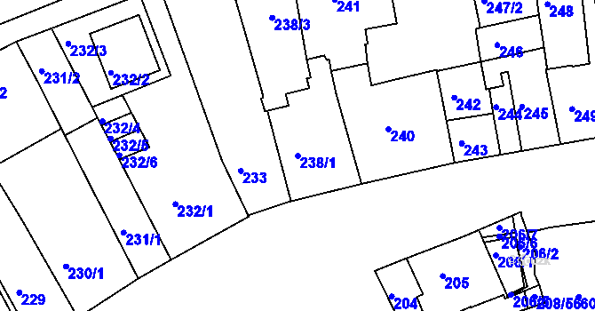 Parcela st. 238/1 v KÚ Holešov, Katastrální mapa