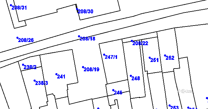 Parcela st. 247/1 v KÚ Holešov, Katastrální mapa