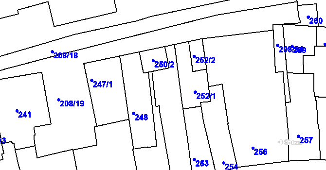 Parcela st. 251 v KÚ Holešov, Katastrální mapa