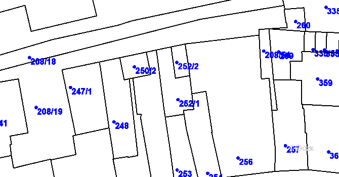 Parcela st. 252 v KÚ Holešov, Katastrální mapa