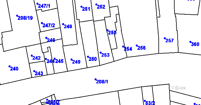 Parcela st. 253 v KÚ Holešov, Katastrální mapa