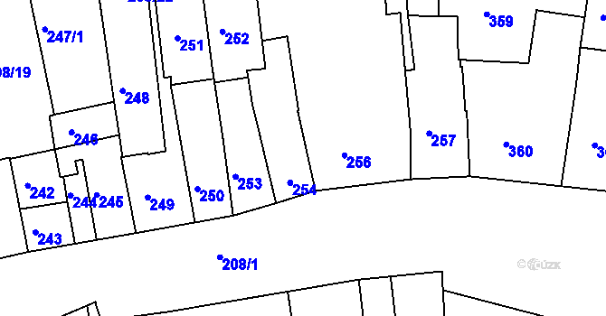 Parcela st. 254 v KÚ Holešov, Katastrální mapa