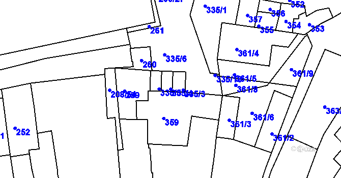 Parcela st. 335/4 v KÚ Holešov, Katastrální mapa