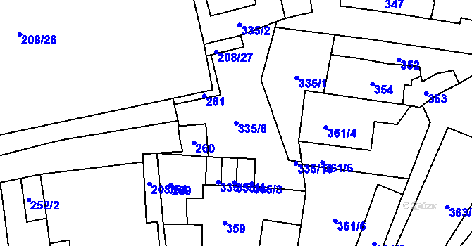 Parcela st. 335/6 v KÚ Holešov, Katastrální mapa
