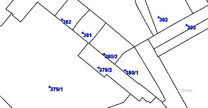Parcela st. 380/2 v KÚ Holešov, Katastrální mapa