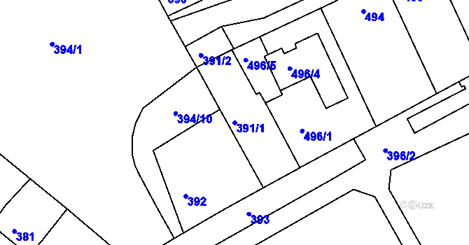 Parcela st. 391/1 v KÚ Holešov, Katastrální mapa