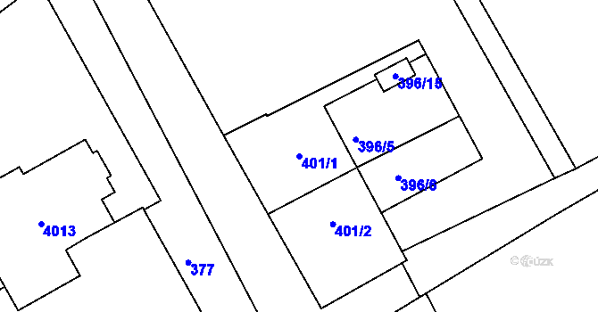 Parcela st. 401/1 v KÚ Holešov, Katastrální mapa