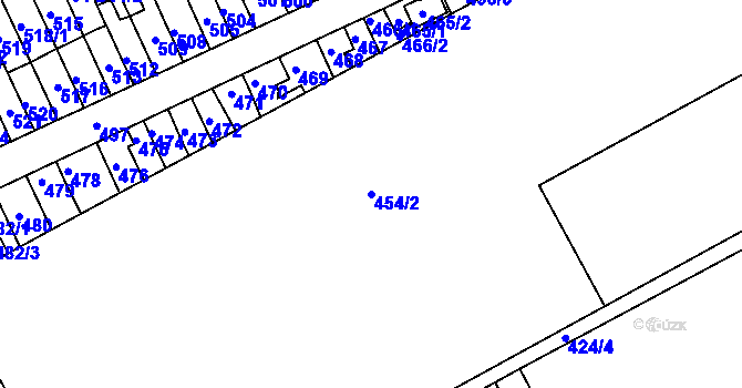 Parcela st. 454/2 v KÚ Holešov, Katastrální mapa
