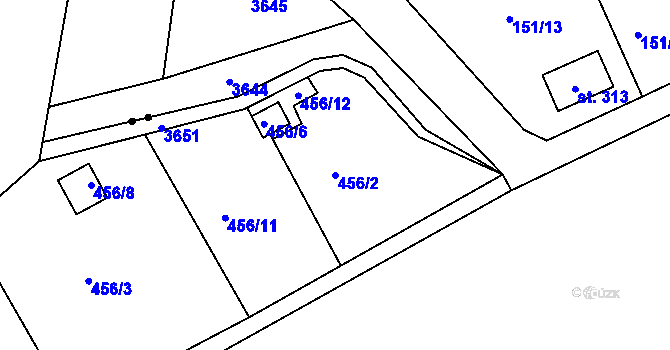Parcela st. 456/2 v KÚ Holešov, Katastrální mapa