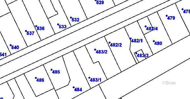 Parcela st. 483/2 v KÚ Holešov, Katastrální mapa