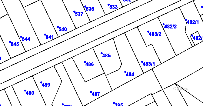 Parcela st. 485 v KÚ Holešov, Katastrální mapa