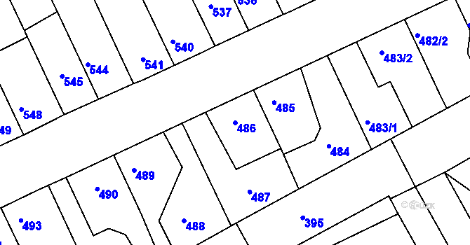 Parcela st. 486 v KÚ Holešov, Katastrální mapa