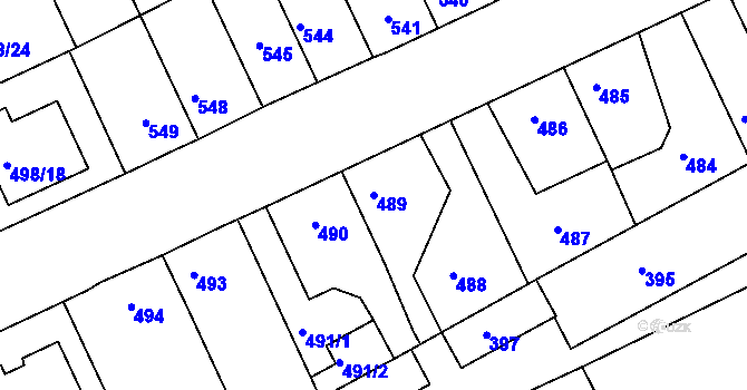 Parcela st. 489 v KÚ Holešov, Katastrální mapa
