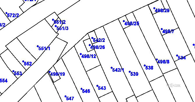 Parcela st. 498/11 v KÚ Holešov, Katastrální mapa