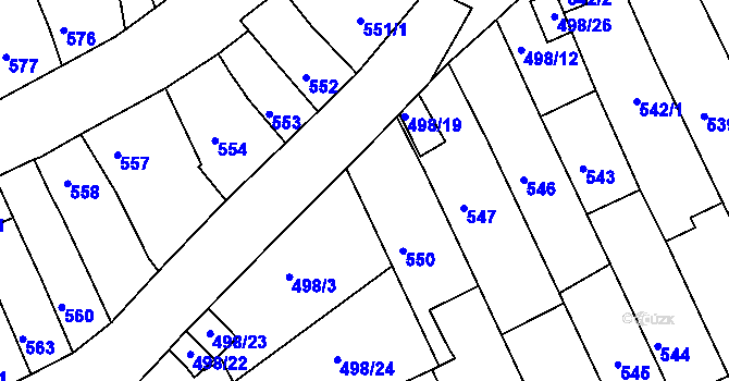 Parcela st. 498/15 v KÚ Holešov, Katastrální mapa