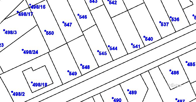 Parcela st. 545 v KÚ Holešov, Katastrální mapa