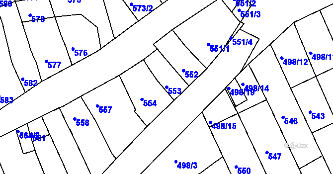 Parcela st. 553 v KÚ Holešov, Katastrální mapa