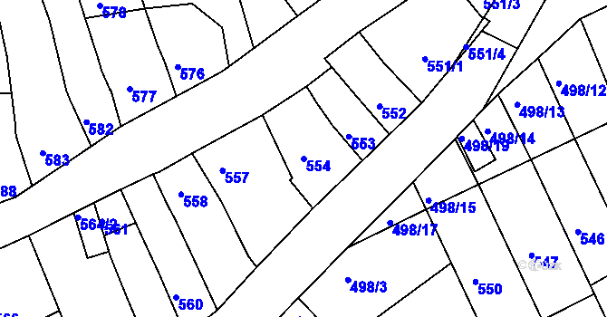 Parcela st. 554 v KÚ Holešov, Katastrální mapa