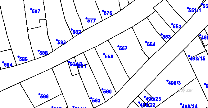 Parcela st. 558 v KÚ Holešov, Katastrální mapa