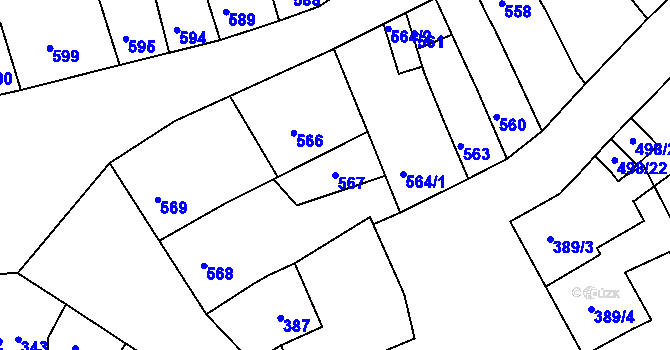 Parcela st. 567 v KÚ Holešov, Katastrální mapa