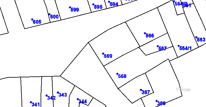 Parcela st. 569 v KÚ Holešov, Katastrální mapa