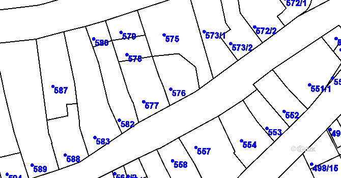 Parcela st. 576 v KÚ Holešov, Katastrální mapa