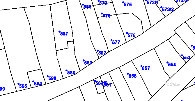 Parcela st. 582 v KÚ Holešov, Katastrální mapa