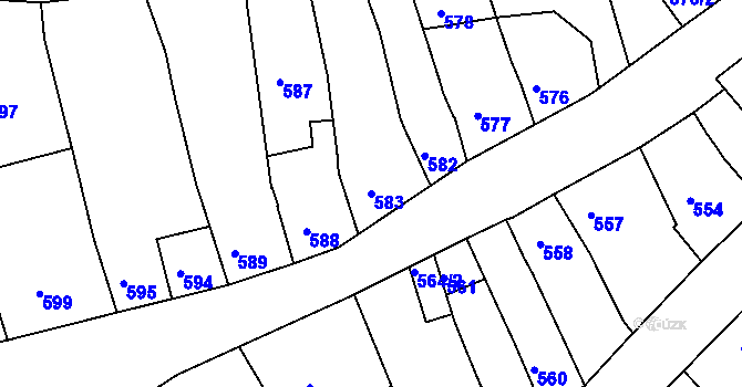 Parcela st. 583 v KÚ Holešov, Katastrální mapa