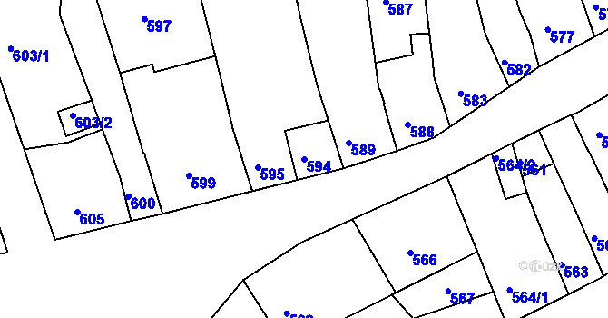Parcela st. 594 v KÚ Holešov, Katastrální mapa