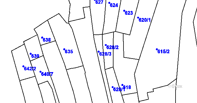 Parcela st. 628/3 v KÚ Holešov, Katastrální mapa