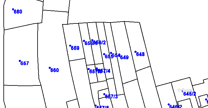 Parcela st. 655 v KÚ Holešov, Katastrální mapa