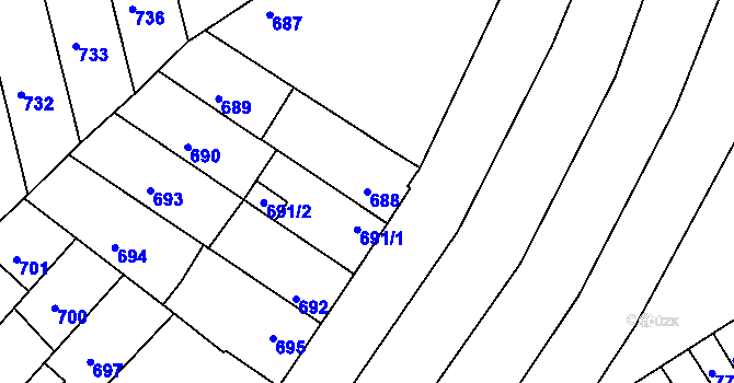 Parcela st. 688 v KÚ Holešov, Katastrální mapa