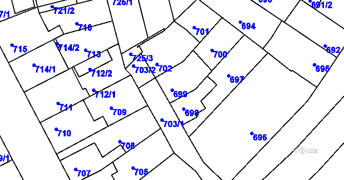 Parcela st. 699 v KÚ Holešov, Katastrální mapa