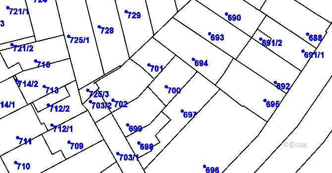 Parcela st. 700 v KÚ Holešov, Katastrální mapa