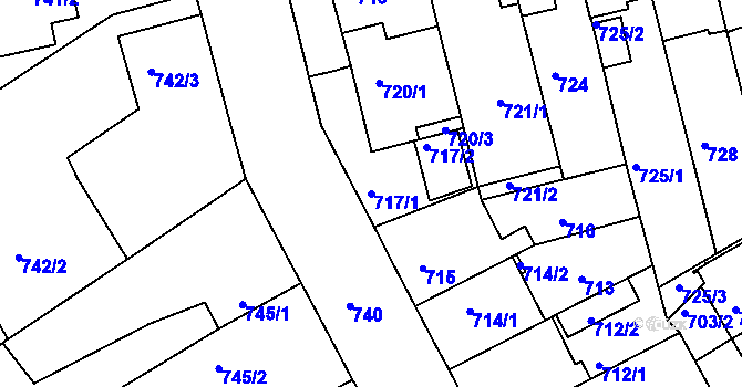 Parcela st. 717/1 v KÚ Holešov, Katastrální mapa