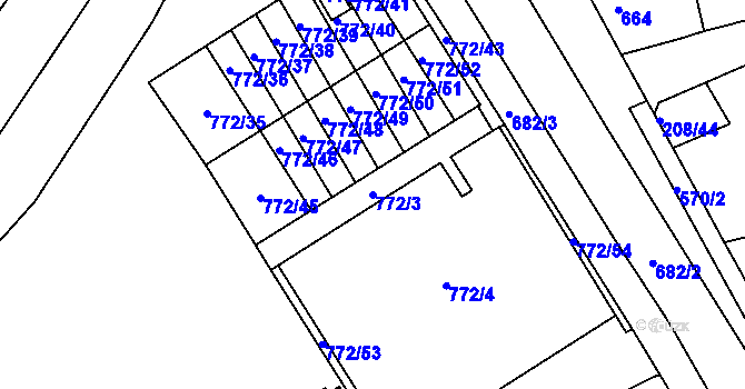 Parcela st. 772/3 v KÚ Holešov, Katastrální mapa