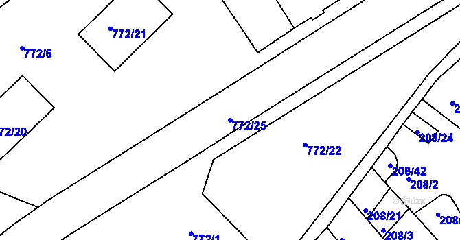 Parcela st. 772/25 v KÚ Holešov, Katastrální mapa