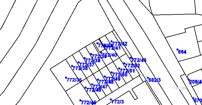 Parcela st. 772/40 v KÚ Holešov, Katastrální mapa