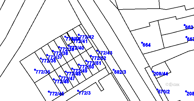 Parcela st. 772/43 v KÚ Holešov, Katastrální mapa